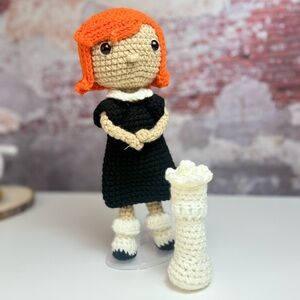 Handmade Beth Harmon Crochet Doll  Inspired by The Queen’s Gambit